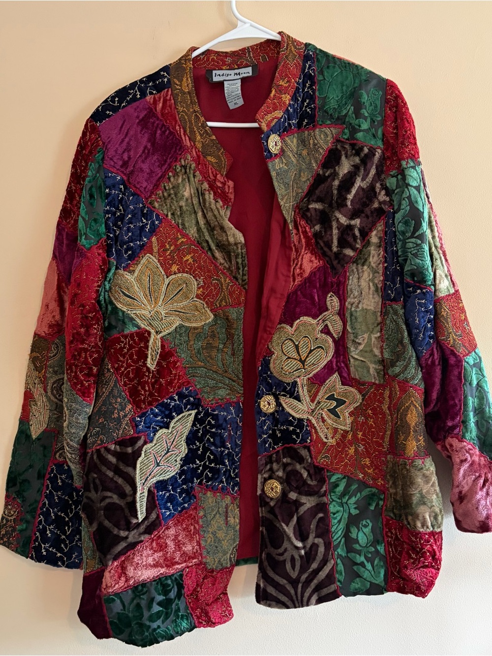 Indigo moo. Boho Patchwork Velvet Jacket - Multicolor hippie